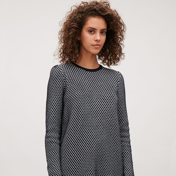 Cos Navy And White Sweater Dress Raised 